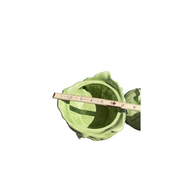 VTG Holland Mold Green Cabbage Tureen Lidded Bowl with Underplate Majolica - Picture 10 of 12